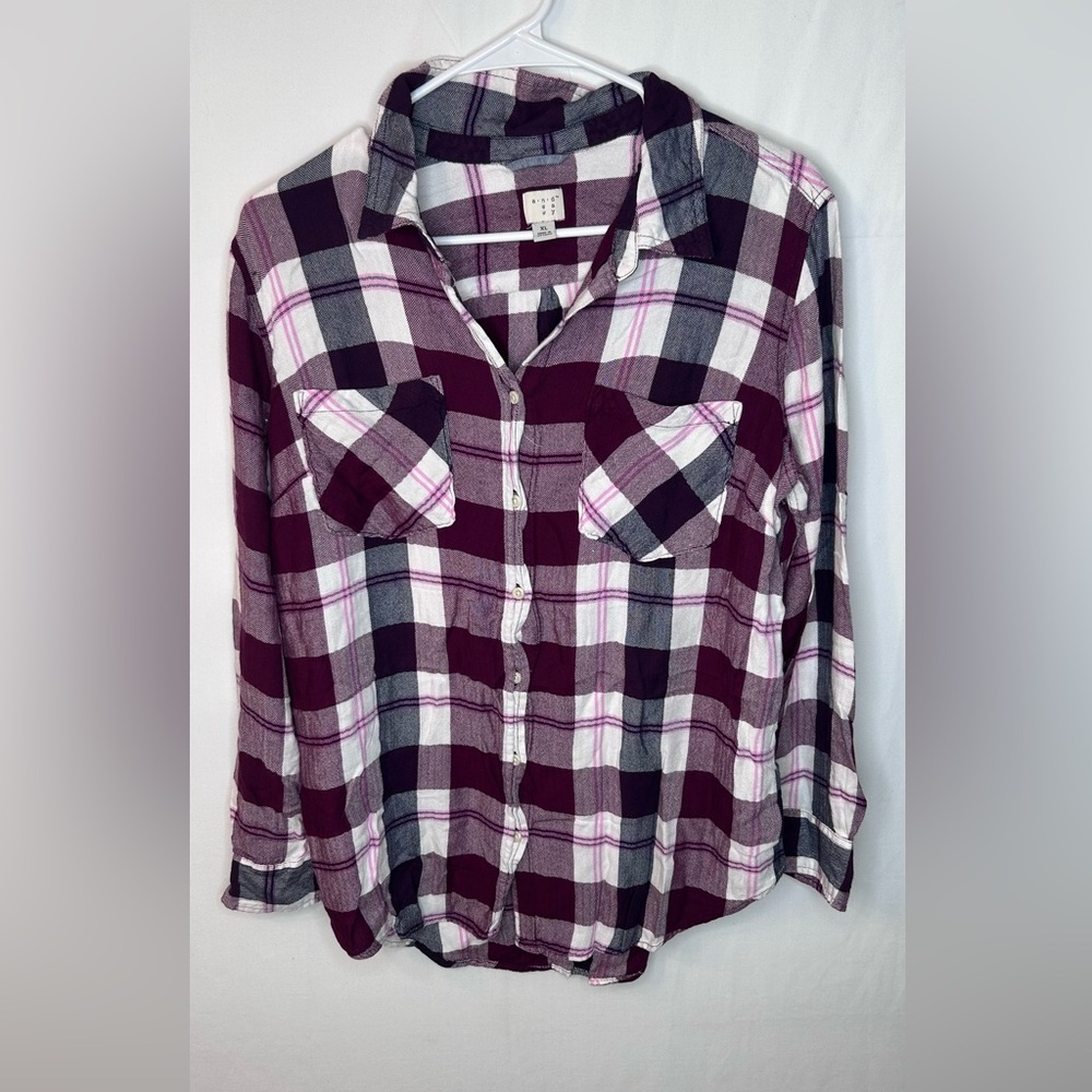 a.n.d. A New Day Women’s Button Down Shirt Long Sleeve Multi Color Western XL